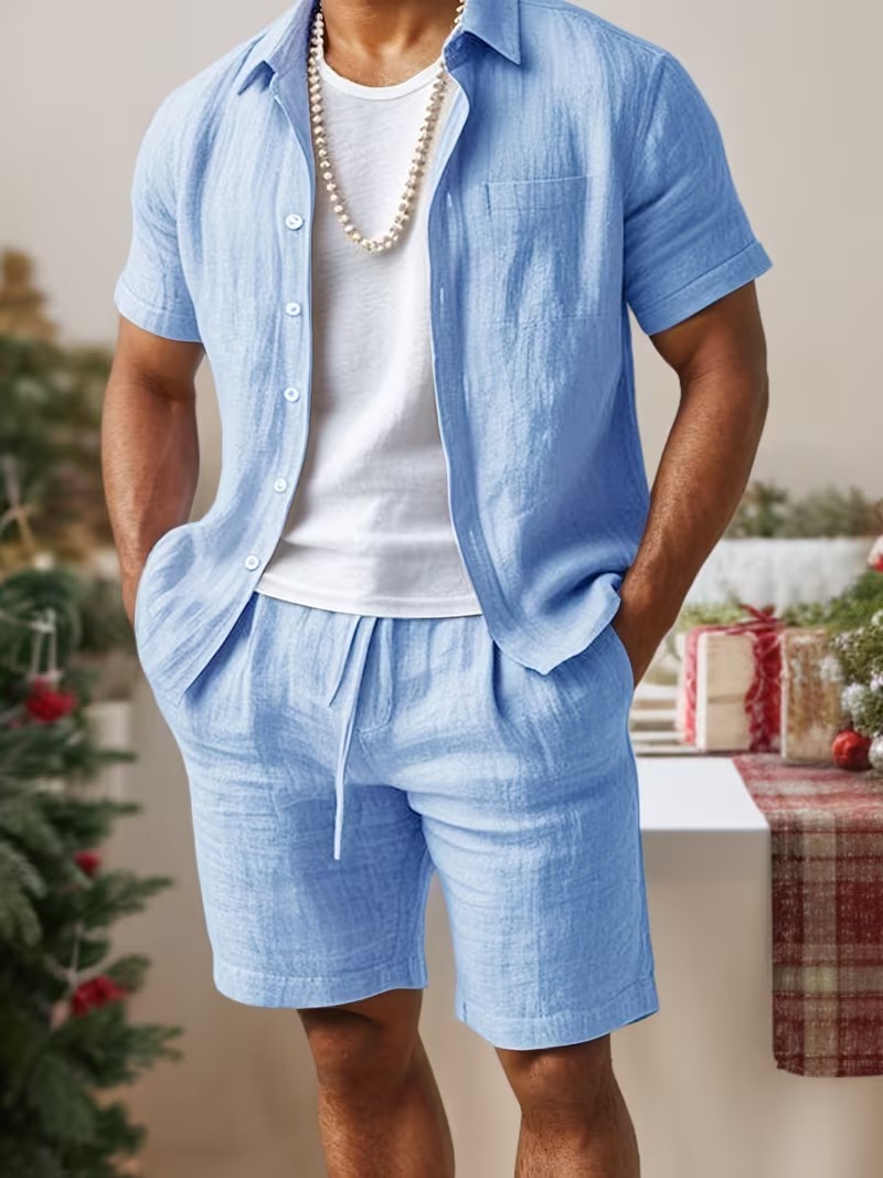 Men’s Light Blue Summer 2-Piece Set